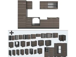 Mueble de cocina gris noble/antracita 300x60x81.6 r-line
