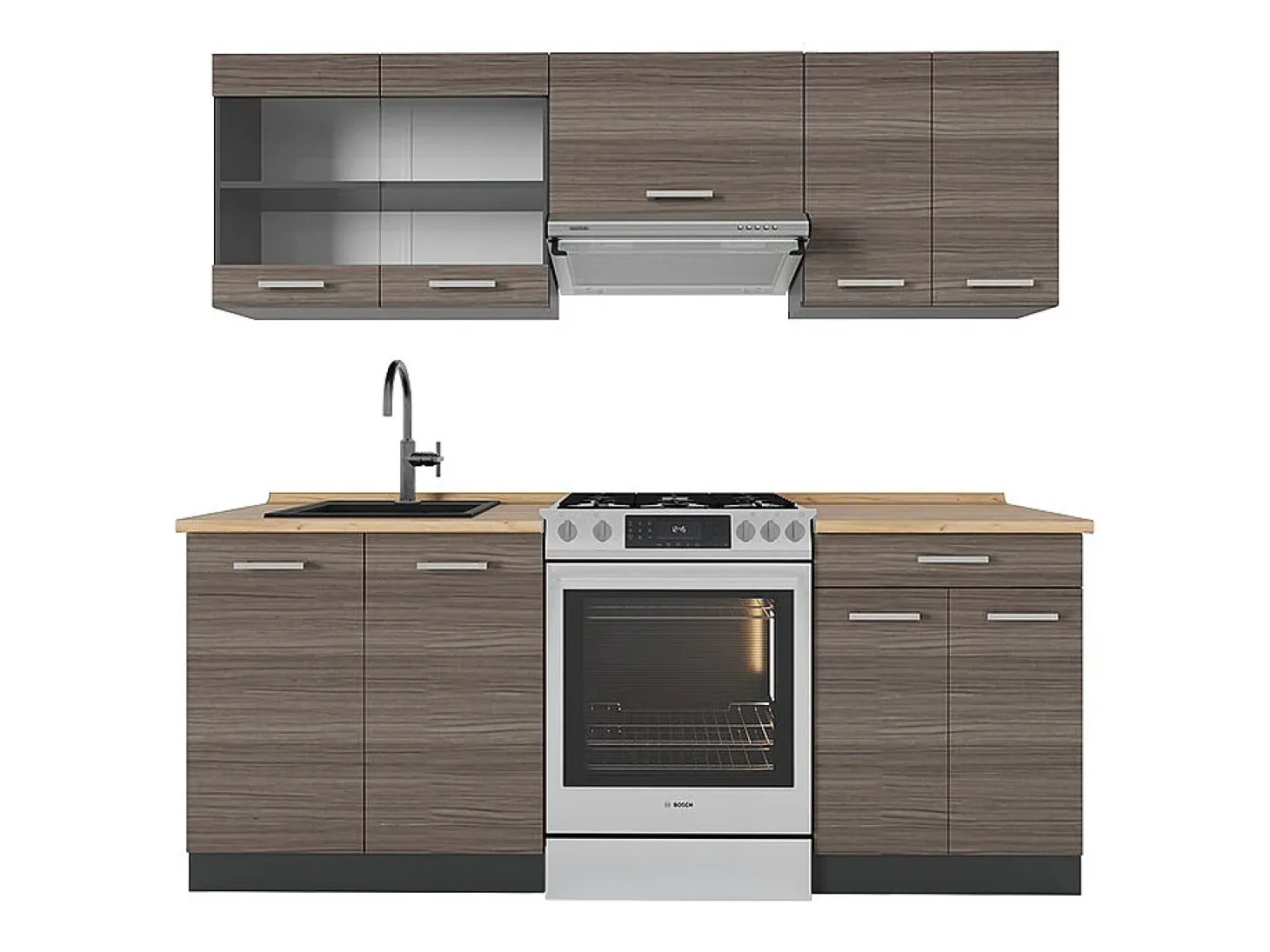 Mueble de cocina gris noble/antracita 200x60x81.6 r-line