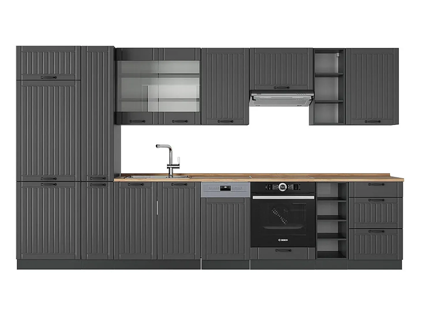Mueble de cocina gris oscuro 355x60x81.6 fame-line