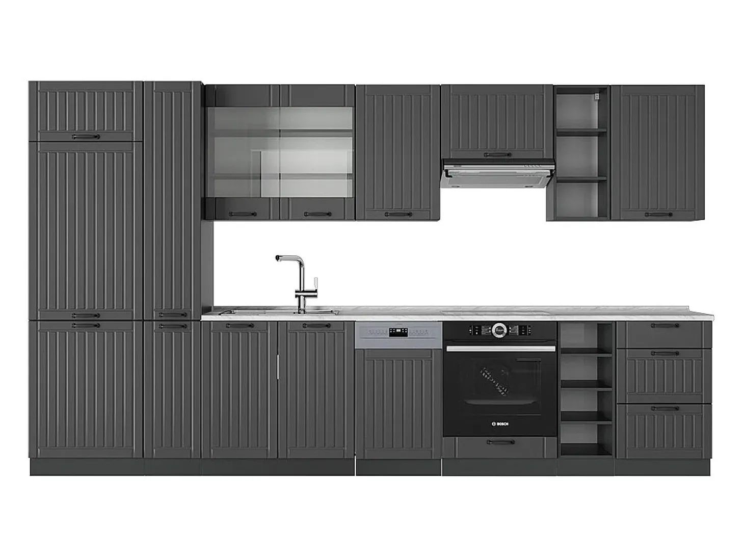 Mueble de cocina gris oscuro 355x60x81.6 fame-line
