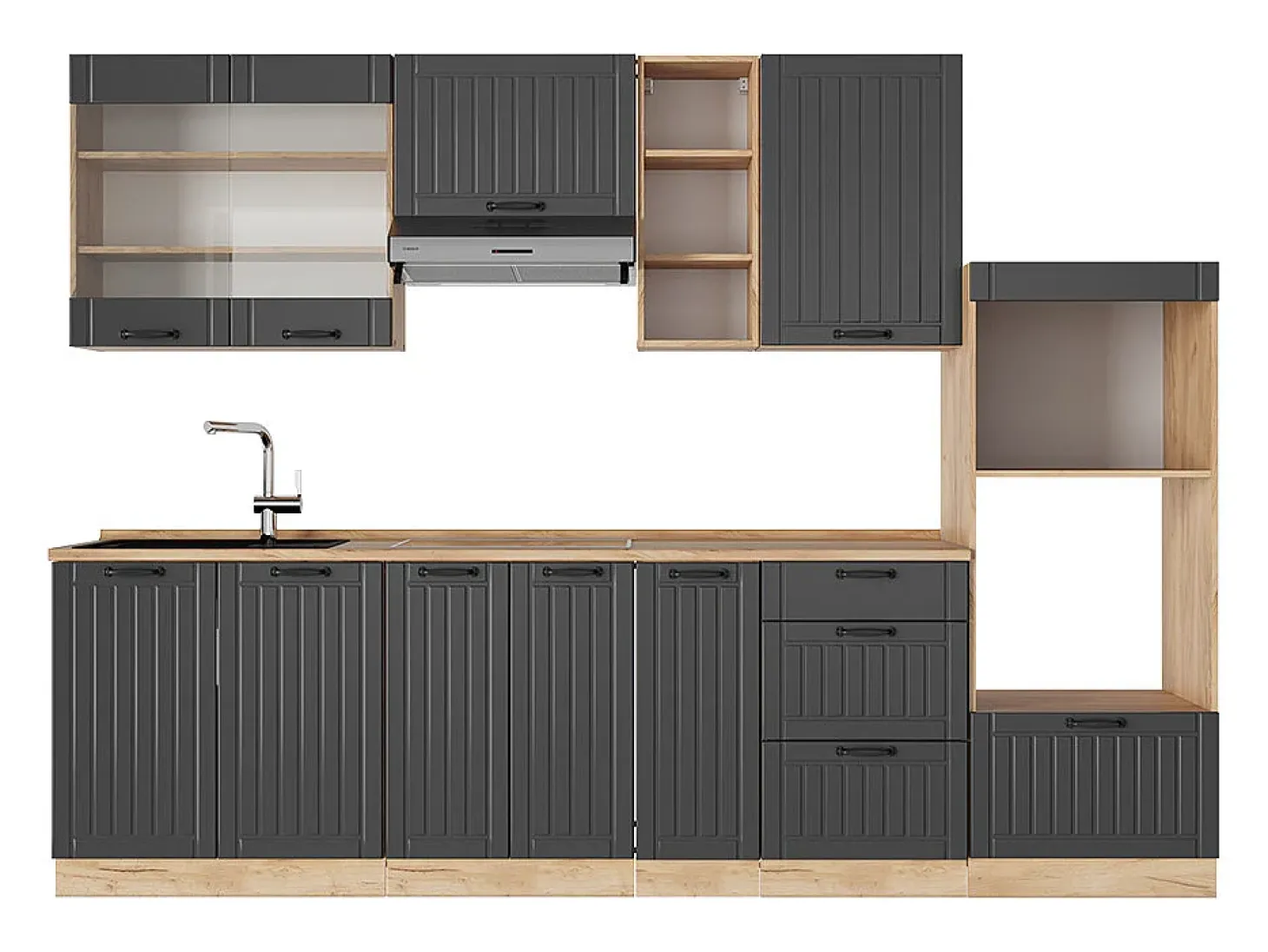 Mueble de cocina gris oscuro 280x60x81.6 fame-line