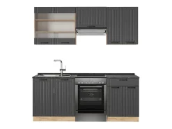 Mueble de cocina gris oscuro 200x60x81.6 fame-line