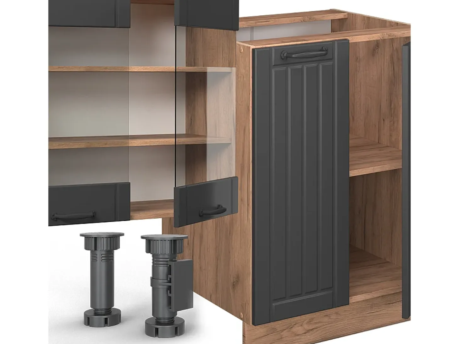 Mueble de cocina gris oscuro 300x60x81.6 fame-line