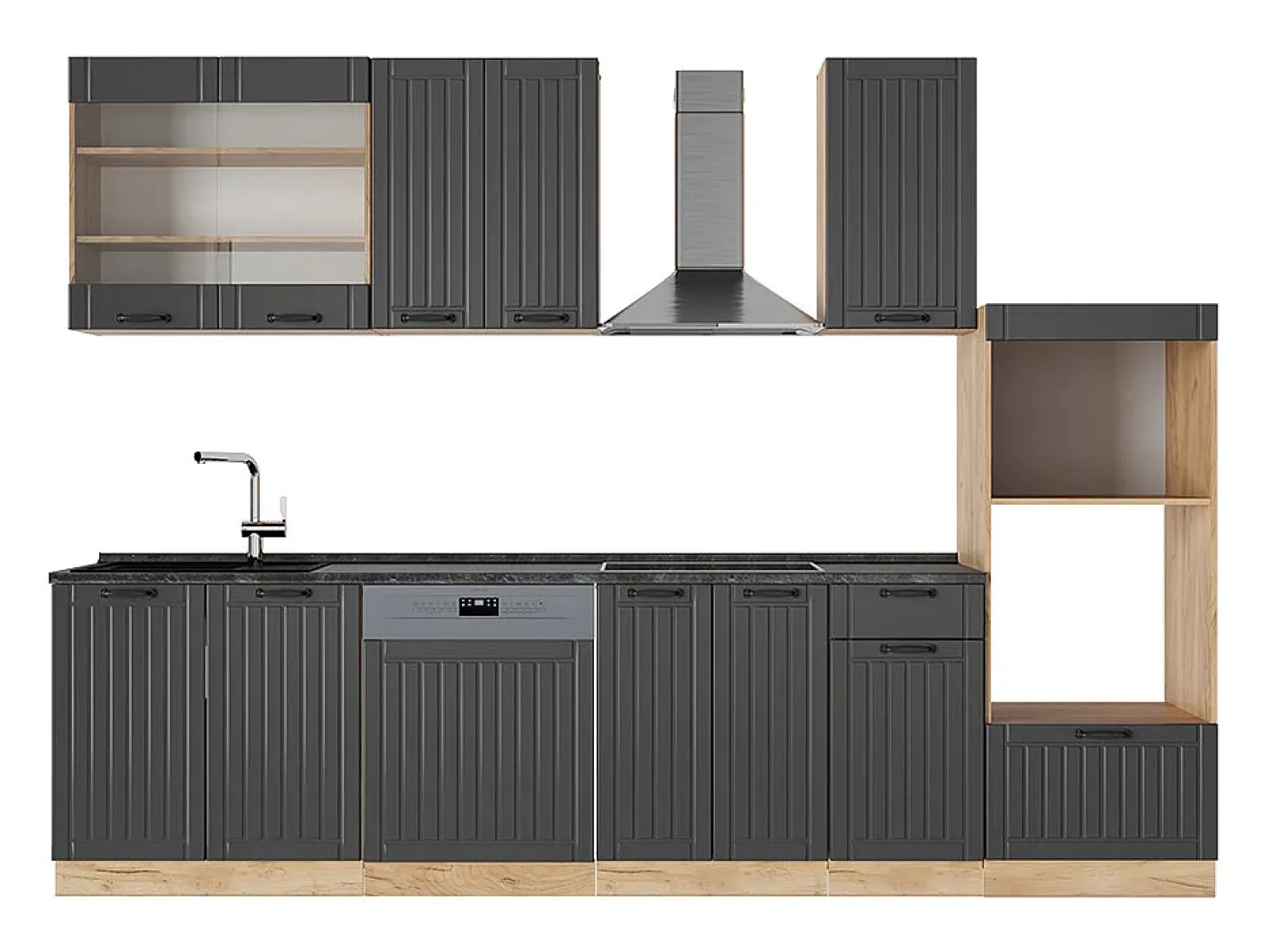 Mueble de cocina gris oscuro 300x60x81.6 fame-line