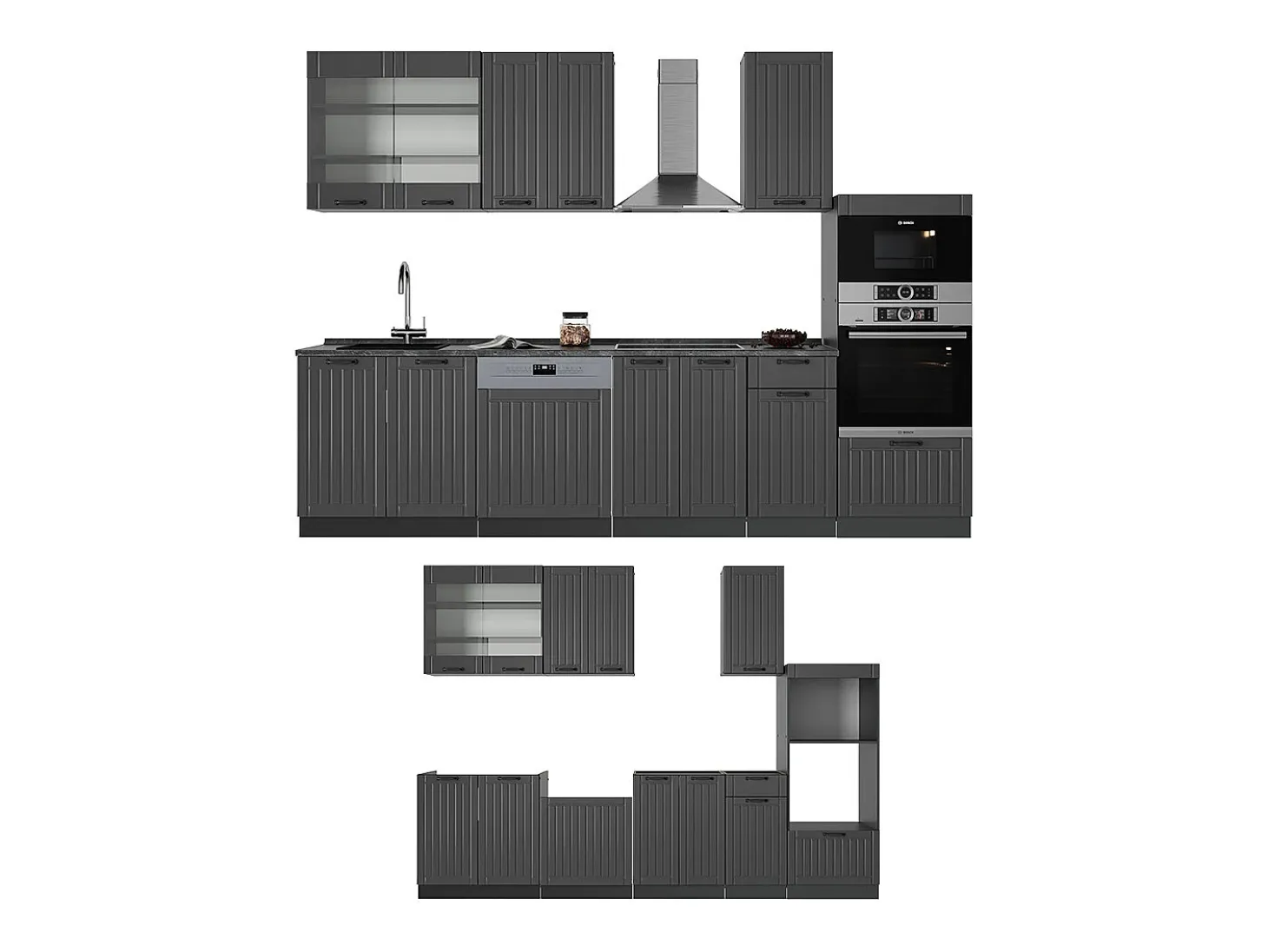 Mueble de cocina gris oscuro 300x46x81.6 fame-line