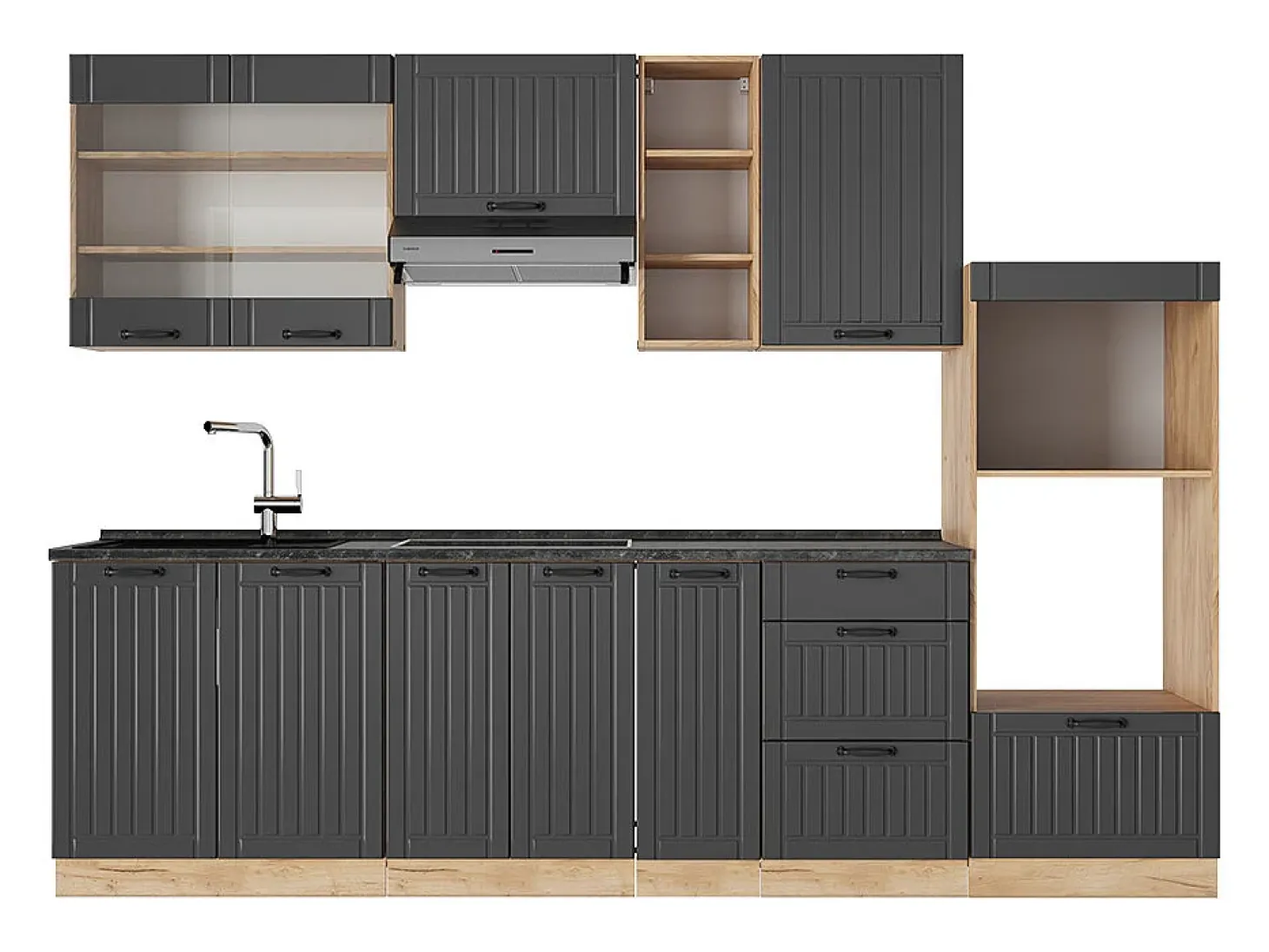 Mueble de cocina gris oscuro 280x60x81.6 fame-line