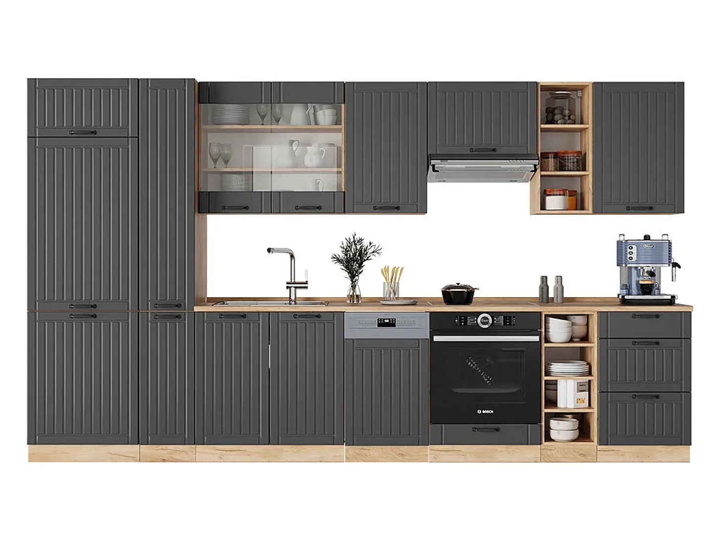 Mueble de cocina gris oscuro 355x60x81.6 fame-line