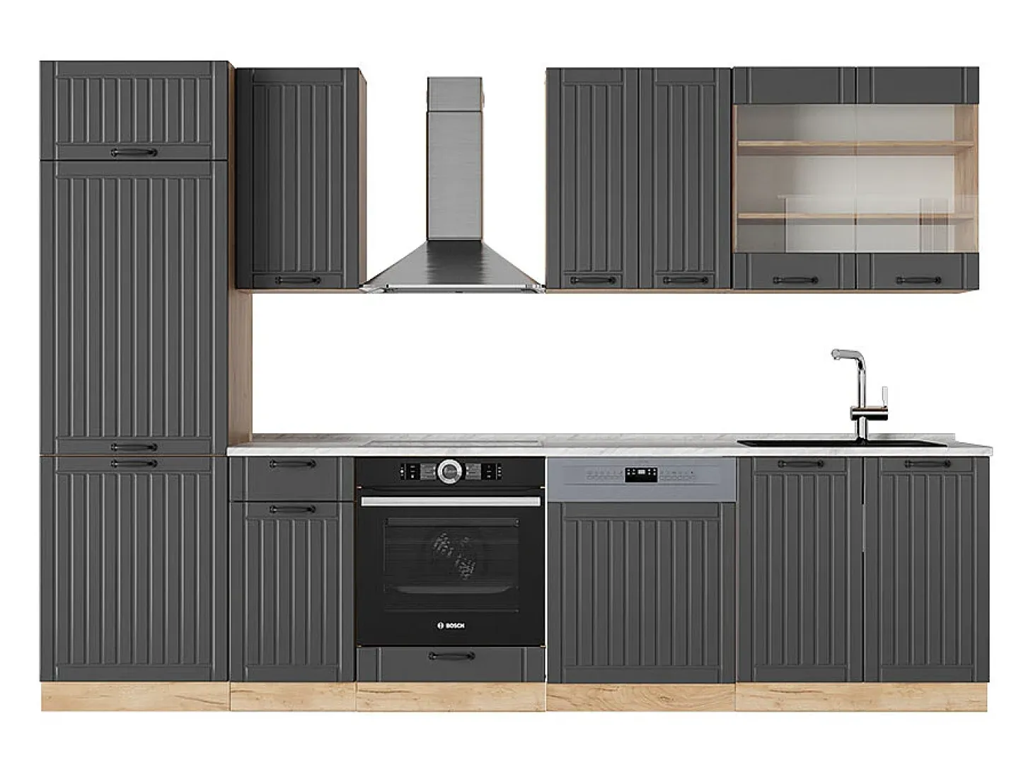 Mueble de cocina gris oscuro 300x60x81.6 fame-line