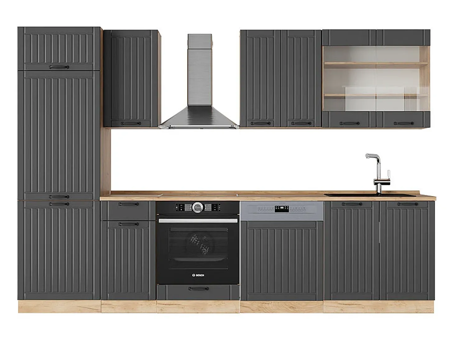 Mueble de cocina gris oscuro 300x60x81.6 fame-line