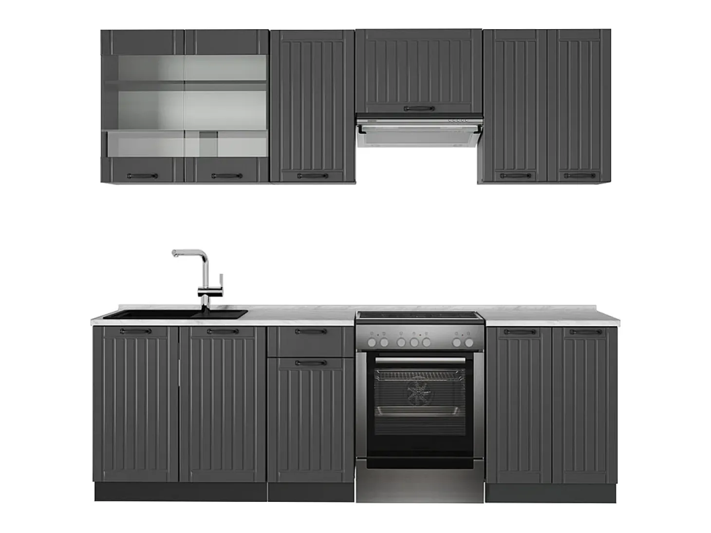 Mueble de cocina gris oscuro 240x60x81.6 fame-line