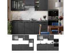 Mueble de cocina gris oscuro 280x60x81.6 fame-line
