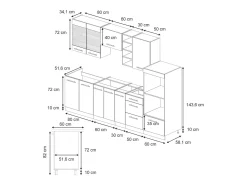 Mueble de cocina gris oscuro 280x60x81.6 fame-line