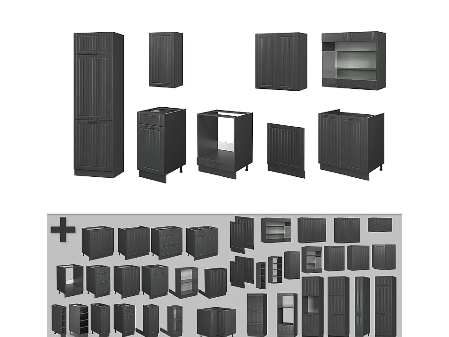 Mueble de cocina gris oscuro 300x60x81.6 fame-line