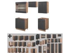 Mueble de cocina gris oscuro 200x46x81.6 fame-line