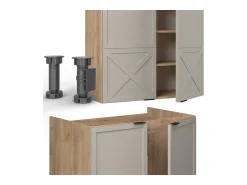 Mueble de cocina gris/beige/roble dorado 240x60x81.6 fame-line