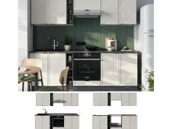 Mueble de cocina gris/beige/antracita 235x60x81.6 fame-line