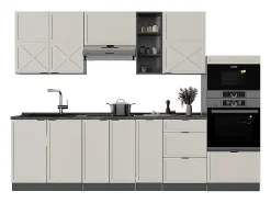 Mueble de cocina gris/beige/antracita 280x60x81.6 fame-line