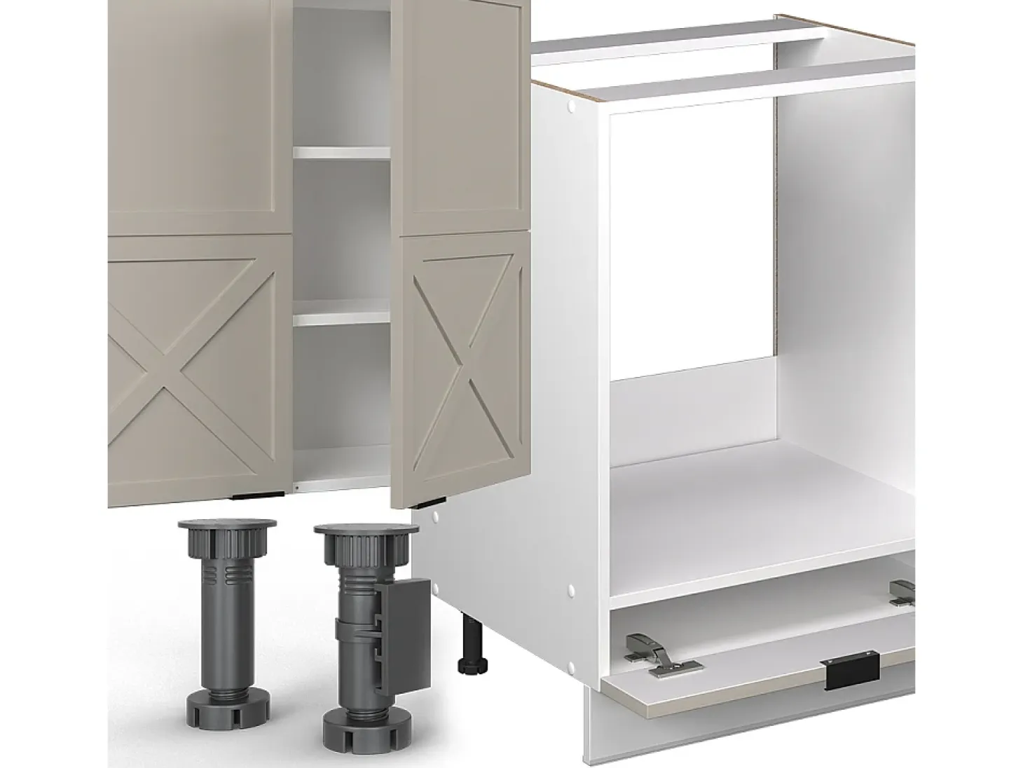 Mueble de cocina gris/beige/blanco 355x46x81.6 fame-line