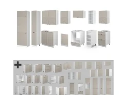 Mueble de cocina gris/beige/blanco 355x46x81.6 fame-line