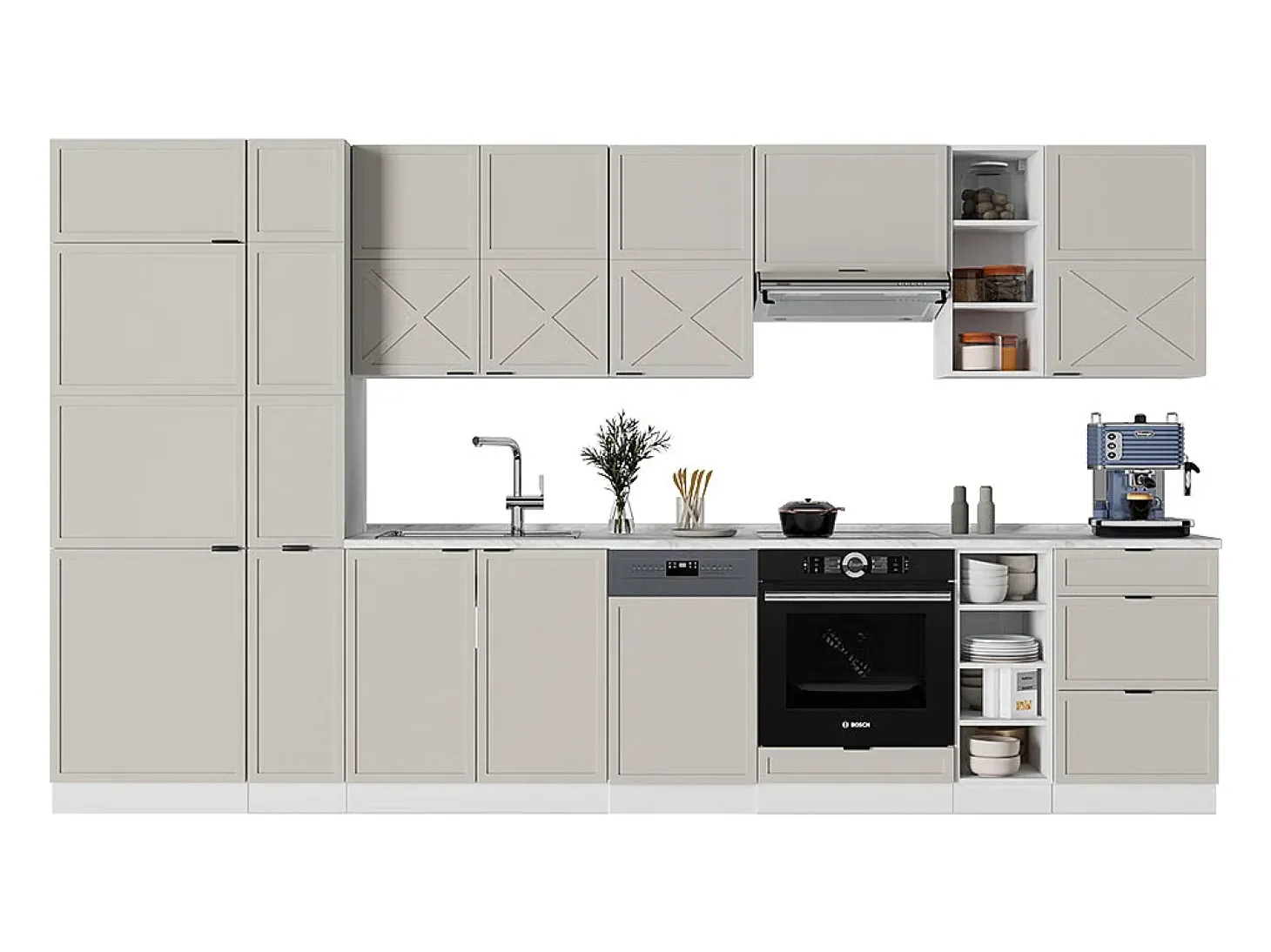 Mueble de cocina gris/beige/blanco 355x46x81.6 fame-line