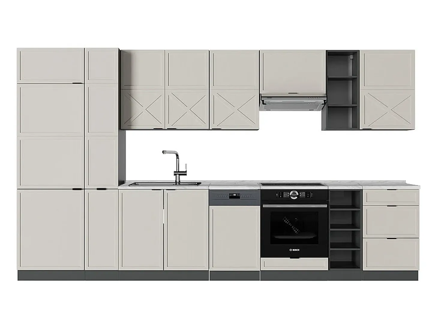 Mueble de cocina gris/beige/antracita 355x46x81.6 fame-line