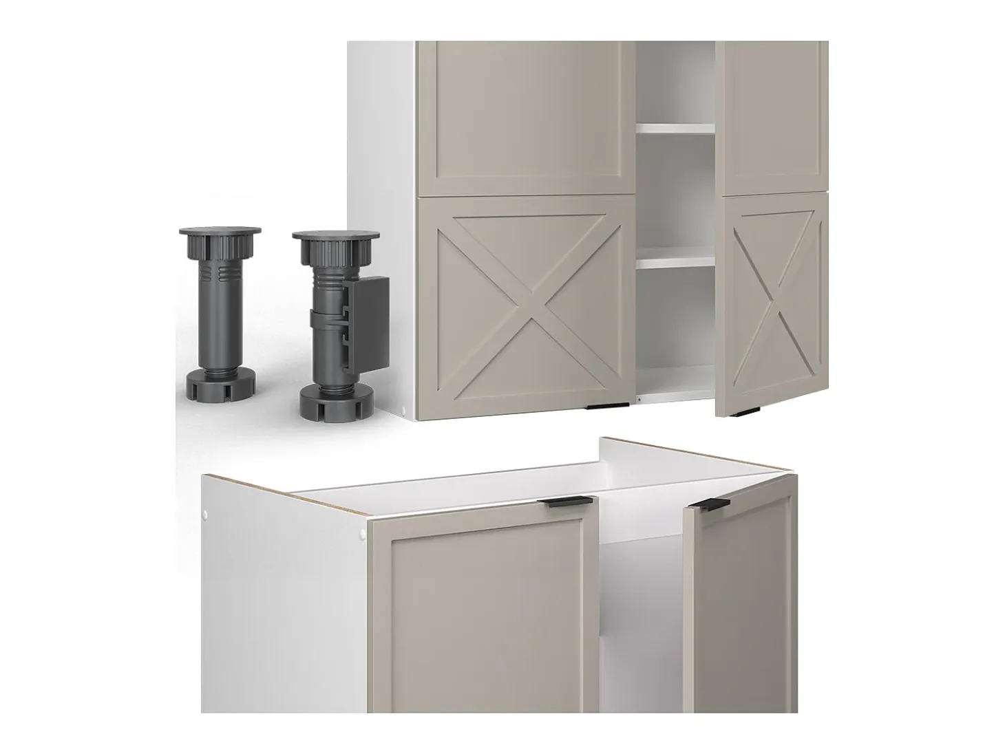 Mueble de cocina gris/beige/blanco 240x60x81.6 fame-line