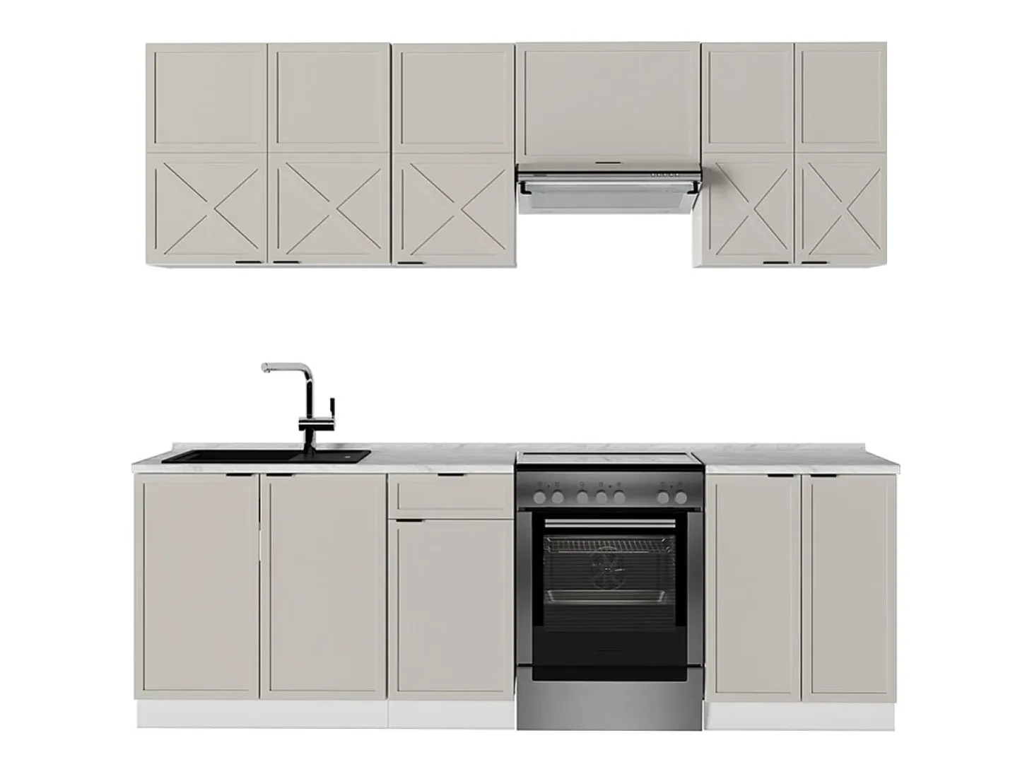 Mueble de cocina gris/beige/blanco 240x60x81.6 fame-line