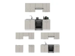 Mueble de cocina gris/beige/blanco 200x60x81.6 fame-line