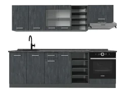 Mueble de cocina hormigón negro/antracita 240x60x81.6 r-line