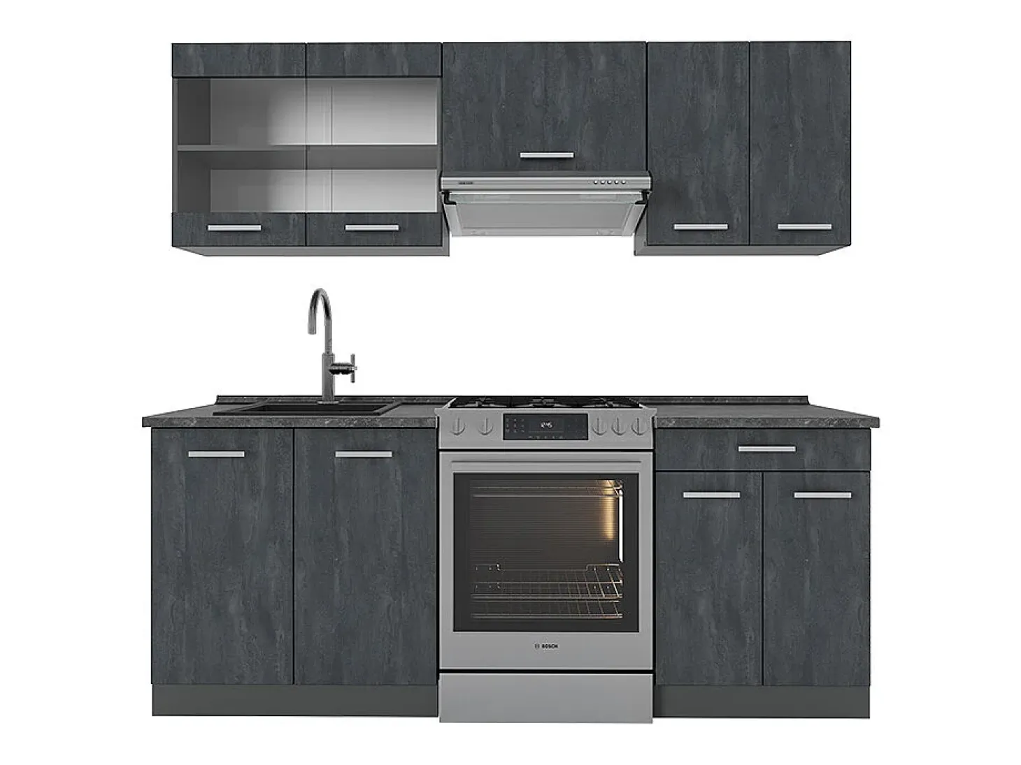Mueble de cocina hormigón negro/antracita 200x60x81.6 r-line