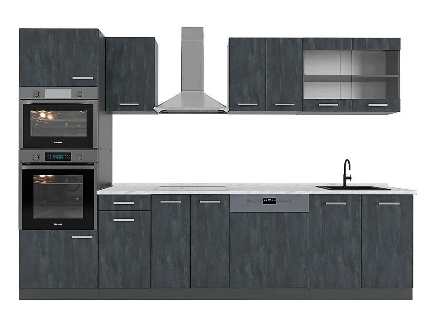 Mueble de cocina hormigón negro/antracita 300x60x81.6 r-line