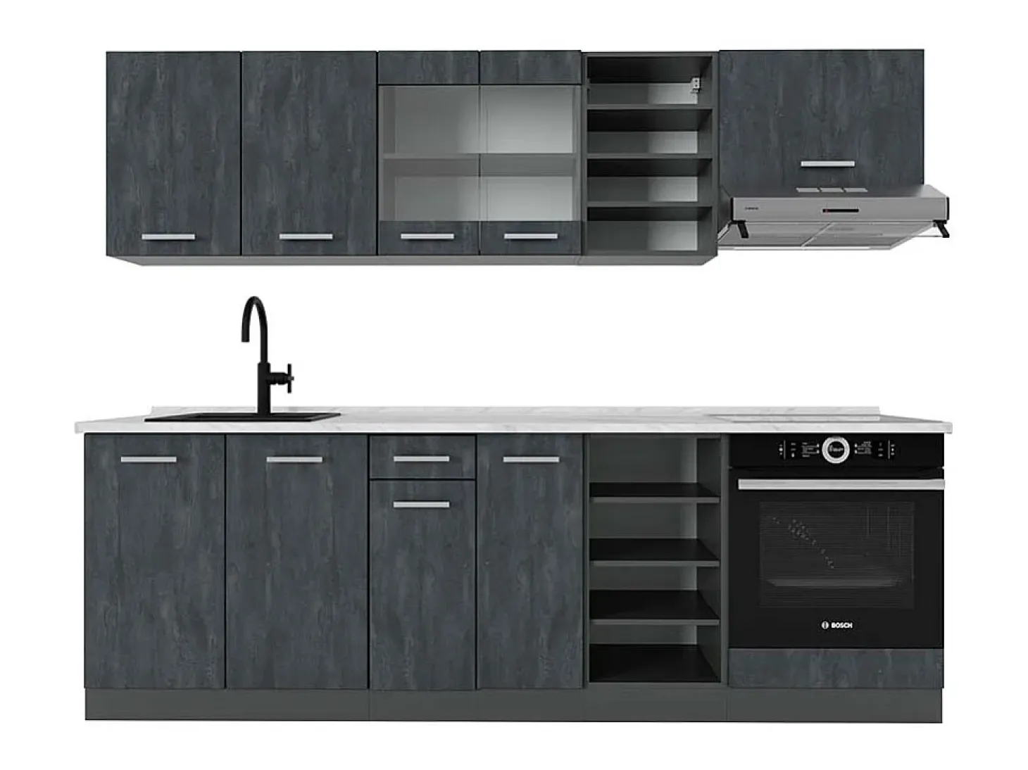 Mueble de cocina hormigón negro/antracita 240x60x81.6 r-line