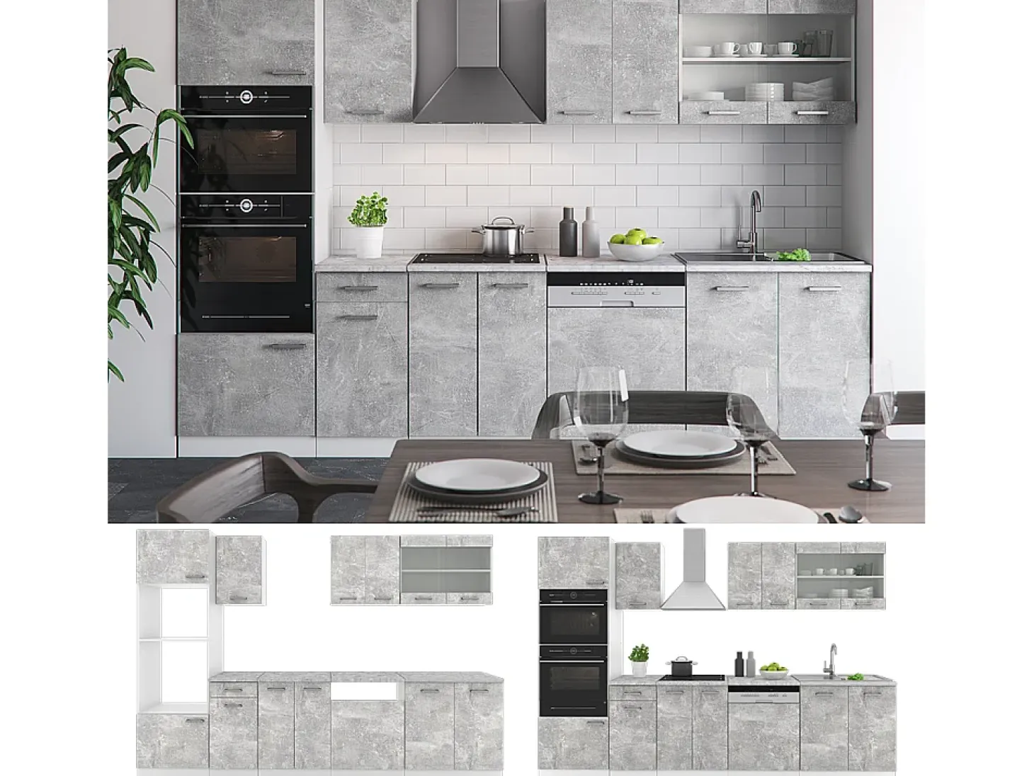 Mueble de cocina hormigón 300x46x81.6 r-line