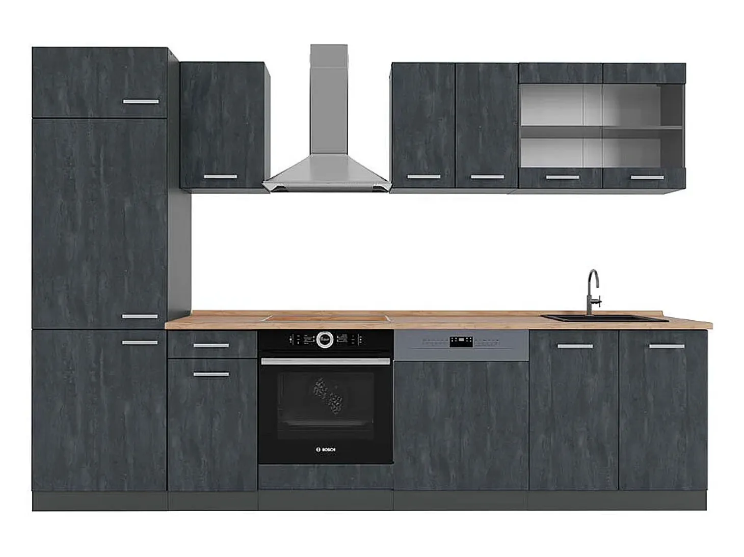 Mueble de cocina hormigón negro/antracita 300x60x81.6 r-line