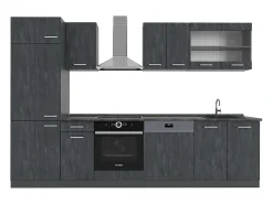 Mueble de cocina hormigón negro/antracita 300x46x81.6 r-line