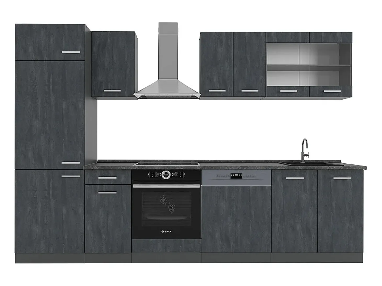 Mueble de cocina hormigón negro/antracita 300x46x81.6 r-line