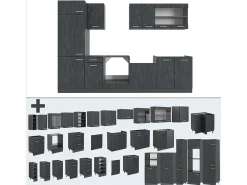 Mueble de cocina hormigón negro/antracita 300x46x81.6 r-line