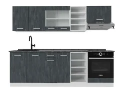 Mueble de cocina hormigón negro/blanco 240x60x81.6 r-line