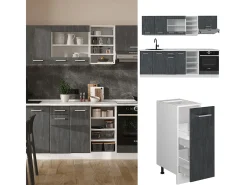 Mueble de cocina hormigón negro/blanco 240x60x81.6 r-line