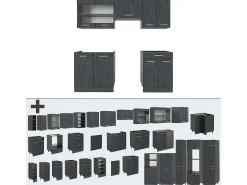 Mueble de cocina hormigón negro/antracita 200x46x81.6 r-line
