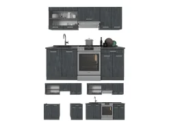 Mueble de cocina hormigón negro/antracita 200x46x81.6 r-line