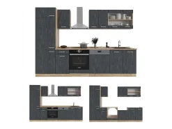 Mueble de cocina hormigón negro/roble dorado 300x46x81.6 r-line