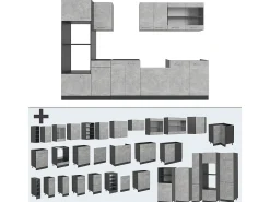 Mueble de cocina hormigón/antracita 300x60x81.6 r-line