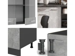Mueble de cocina hormigón/antracita 240x46x81.6 r-line