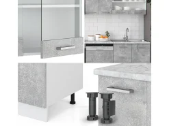 Mueble de cocina hormigón/blanco 300x60x81.6 r-line