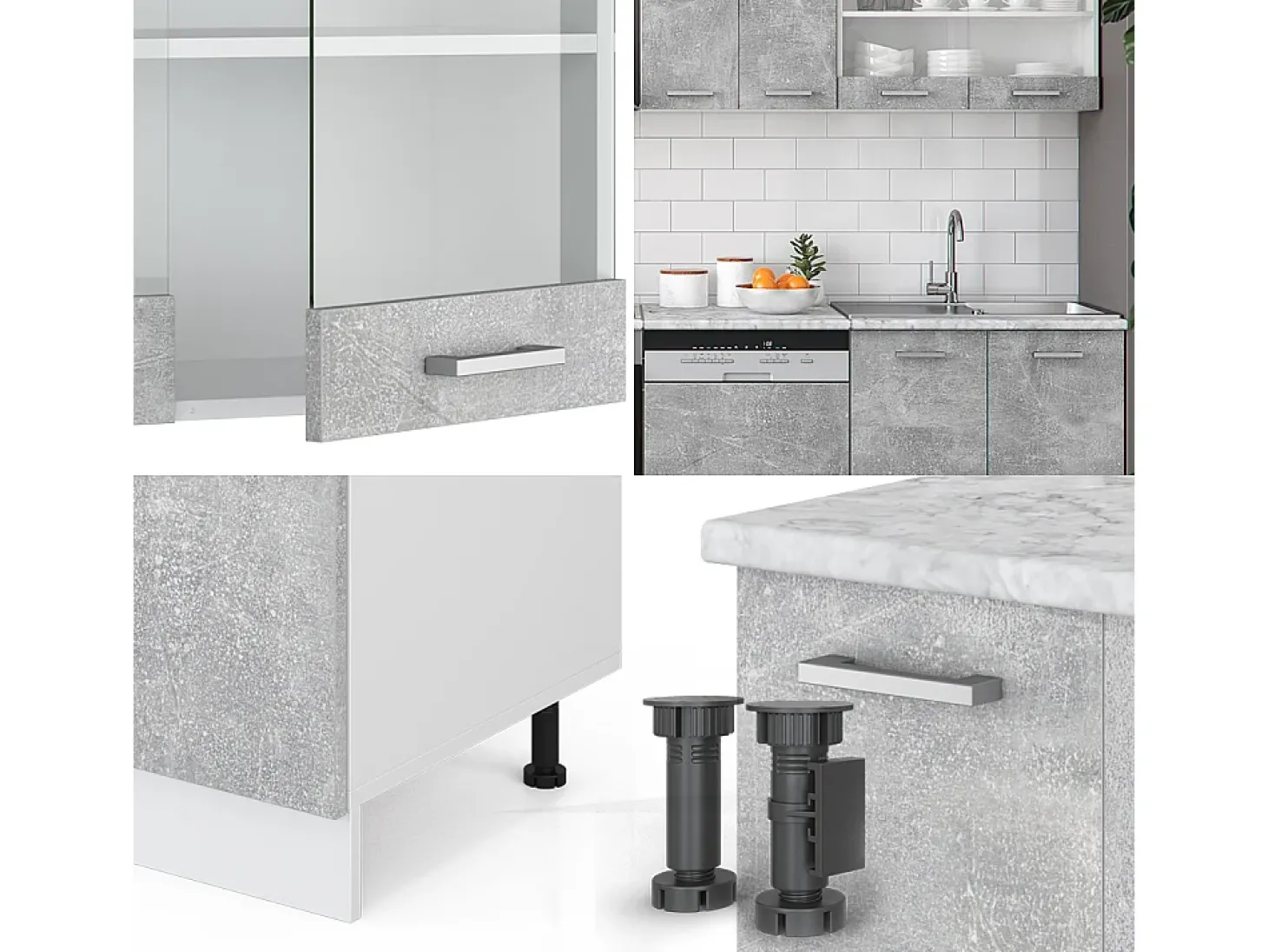 Mueble de cocina hormigón/blanco 300x60x81.6 r-line