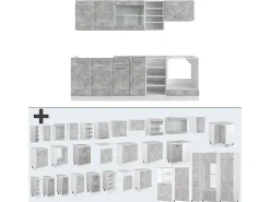 Mueble de cocina hormigón/blanco 240x46x81.6 r-line
