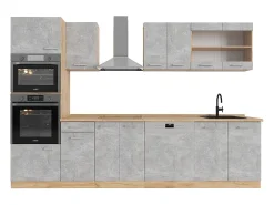Mueble de cocina hormigón/roble dorado 300x60x81.6 r-line