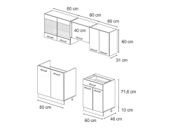 Mueble de cocina hormigón/roble dorado 200x46x81.6 r-line
