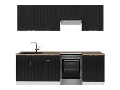 Mueble de cocina negro a rayas/blanco 240x60x81.6 fame-line